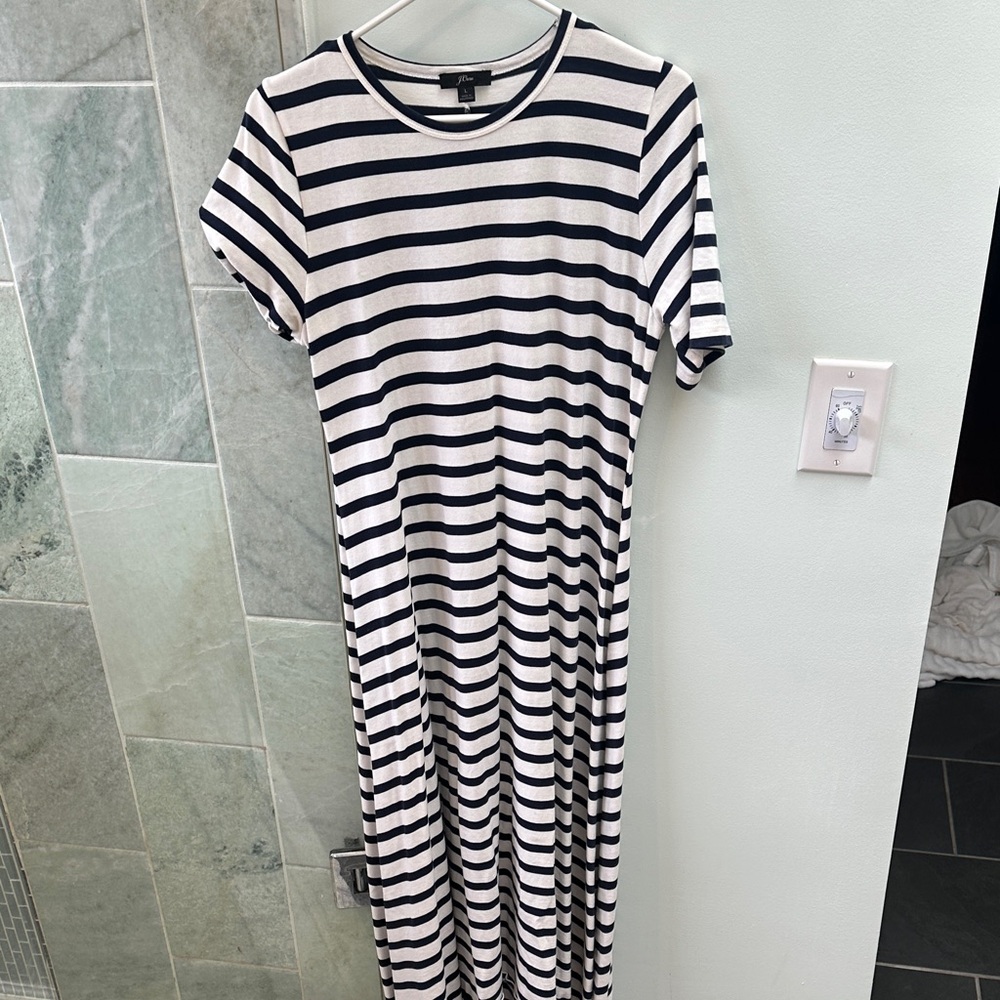 Striped Navy and White Maxi Dress